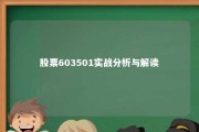 股票603501实战分析与解读 